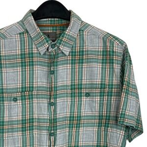 Royal Robbins Mens L Lightweight Cotton Casual Button Up Plaid Shirt Grey Modern